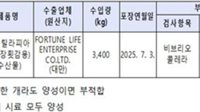 티앤에스 트레이딩 수입·판매 대만산 ‘냉동틸라피아’ 회수조치