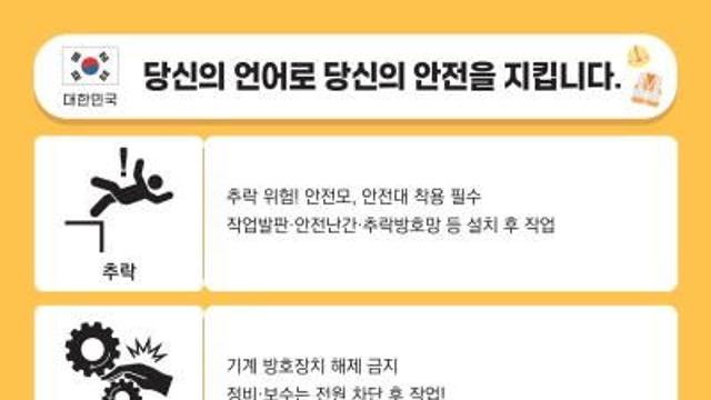 국토부·노동부, '다국어 안전표지' 제작…