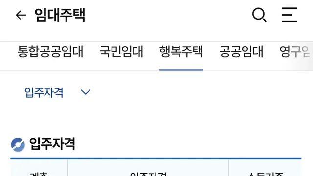 행복주택 임대조건 자격 중 하나