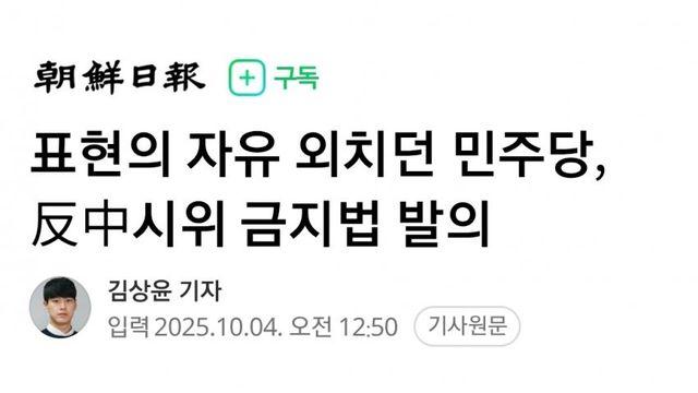 표현의 자유 외치던 민주당, 反中시위 금지법 발의