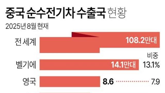 중국 순수전기차 수출국 현황