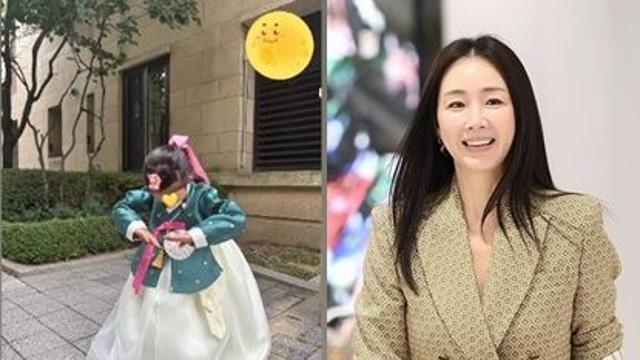 '9살 연하♥' 최지우 5세 딸 훌쩍 컸네…한복 입고 절 