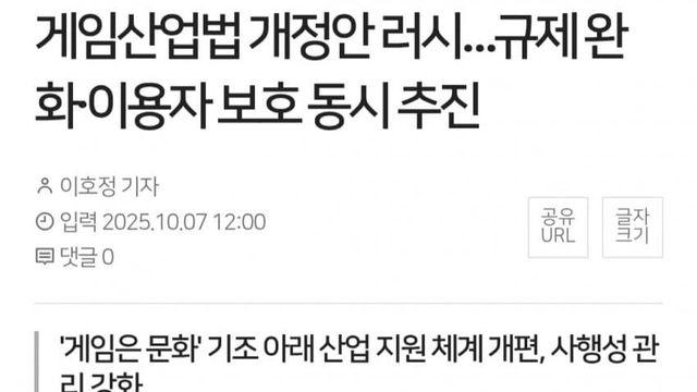 오늘자 다양한 본격적 게임법 개정안 러쉬
