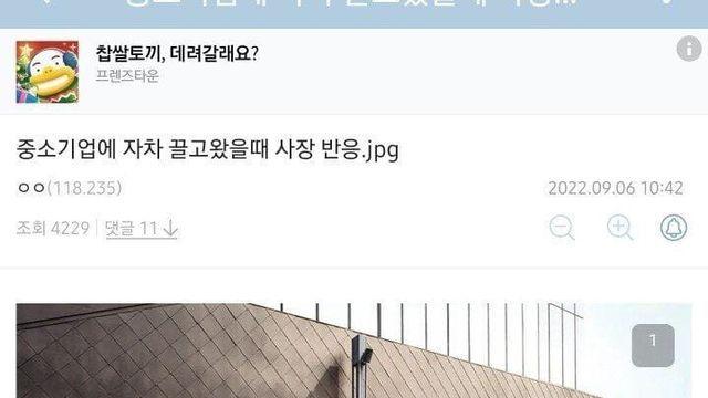 중소기업 자차 끌고 왔을때 사장 반응