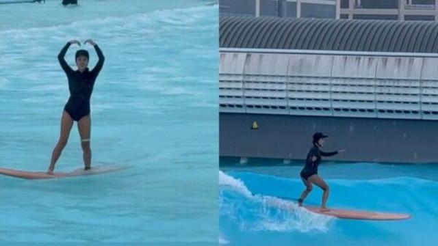 엄정화, 56세에도 군살 없는 탄탄 몸매 과시…서핑 보드 위 '놀라운 코어 힘' 자랑