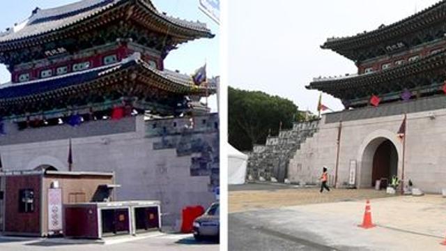 진주성 공북문 가로막던 매표소 이전…