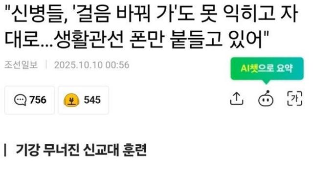 요즘 ㄹㅇ 개판났다는 군대 신병들 상황
