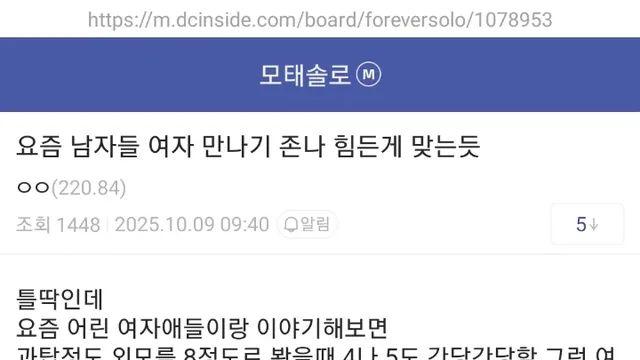 요즘 남자들 여자 만나기 ㅈㄴ 힘든 게 맞는 듯