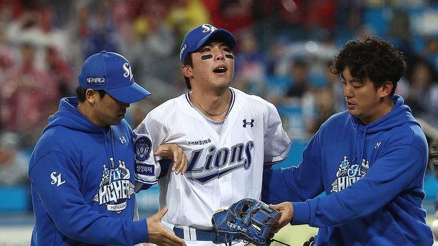 삼성 김영웅 어쩌나…허리 통증으로 교체