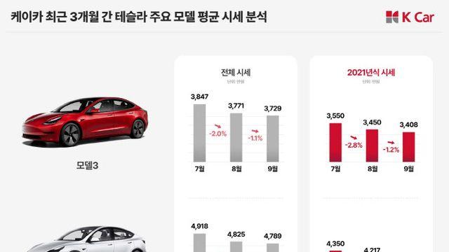 테슬라 배터리 논란 여파…모델3·모델Y 중고차 시세 '뚝'