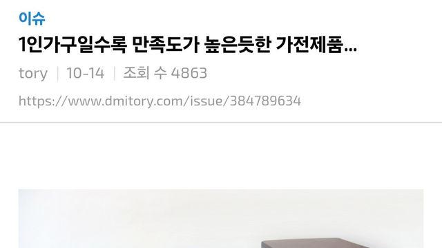 1인가구일수록 만족도가 높은듯한 가전제품