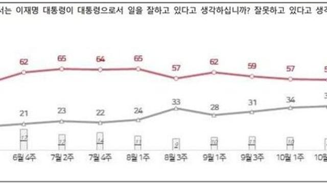 이 대통령 국정수행 '잘한다' 56%·'잘못한다' 35%[NBS]