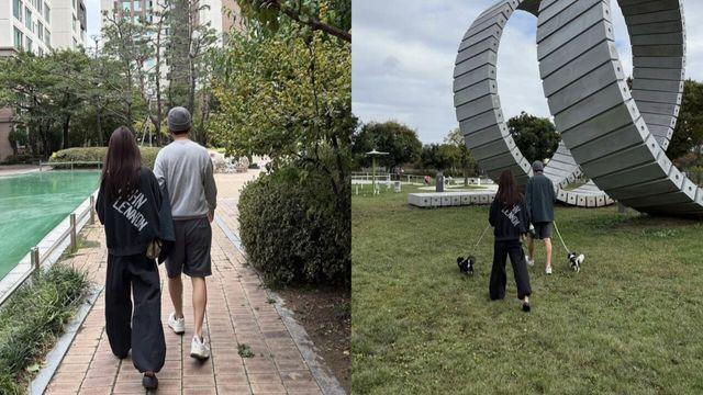 김지민 “산책데뚜”…김준호와 용산 신혼집 근처서 포착