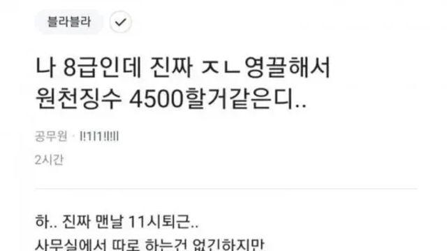 블라인드에서 욕먹고 있는 어느 공무원,,