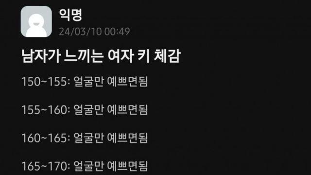 남자가 느끼는 여자 키 체감