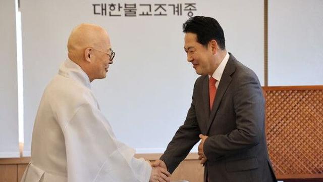 장동혁, 봉은사에서 조계종 총무원장 진우스님 예방