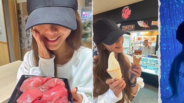 ‘성매매 벌금형’ 지나, 일본으로 떠났다…스시 들고 미소 활짝 [RE:스타]