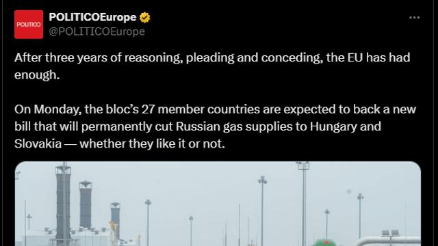 개빡친 EU, 헝가리와 슬로바키아 가스관 폐쇄시킴