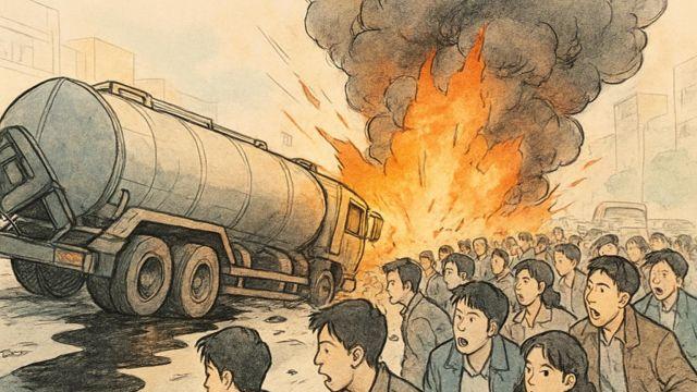 나이지리아서 연료 샌 트럭 폭발…기름 퍼가려다 71명 사상