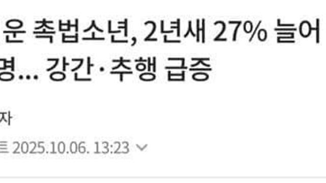 와들와들 엄청나게 증가한 청소년 범죄 근황..jpg