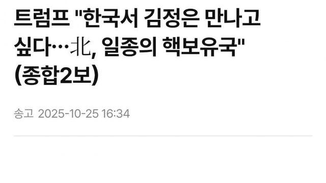 트럼프 “DMZ서 김정은과 만나길 희망…북한은 일종의 핵보유국”