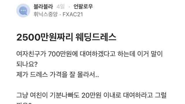 2500만원짜리 웨딩드레스.Blind