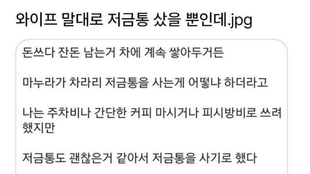 와이프 말대로 저금통 샀을 뿐인데..jpg