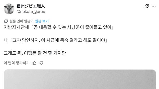 요즘 일본에서 곰 사냥꾼이 자꾸 사라지는 이유