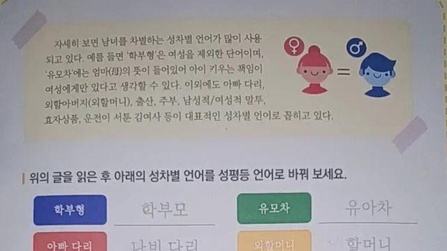 요즘 중학생 성평등 교육자료 논란