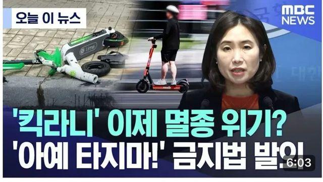 드디어... 킥보드 금지법 발의