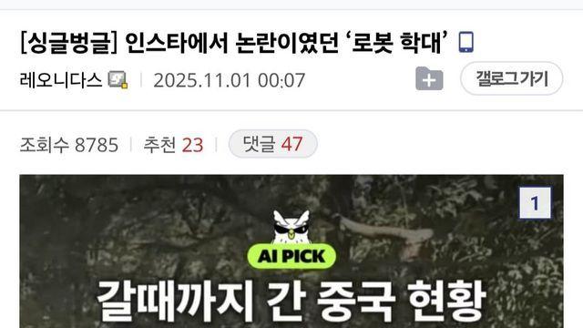 인스타에서 많은 반발을 낳은 '로봇 학대' 