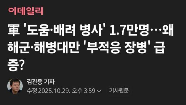 국군 도움배려 용사 1.7만여명... 매우 심각한 수준
