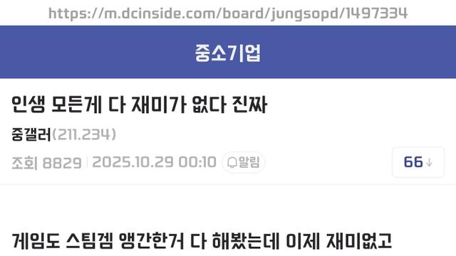 갑자기 인생 모든게 다 재미가 없어졌다는 디시인