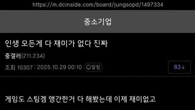 인생 모든게 다 재미가 없다 진짜