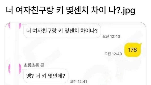 너 여자친구랑 키 몇 센치 차이 나?