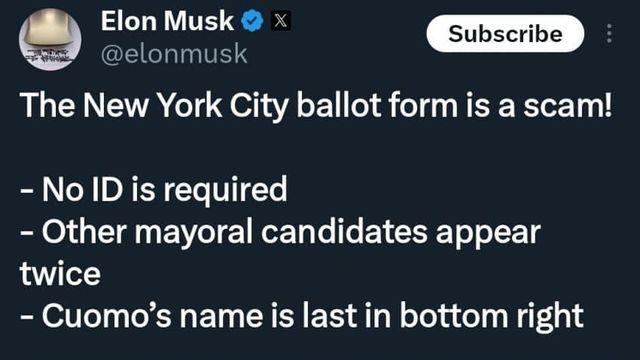 일론머스크가 발견한 뉴욕시장 선거 스캠