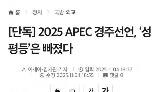 2025 APEC 경주선언, '성평등'은 빠졌다