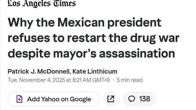 멕시코 대통령이 카르텔과 싸우지 않는 이유