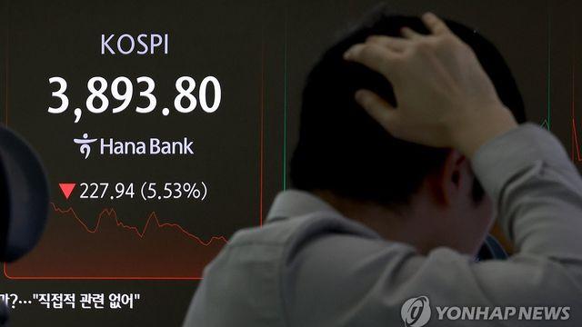 코스피, 낙폭 키워 한때 3,900선마저 붕괴…코스닥도 하락(종합)