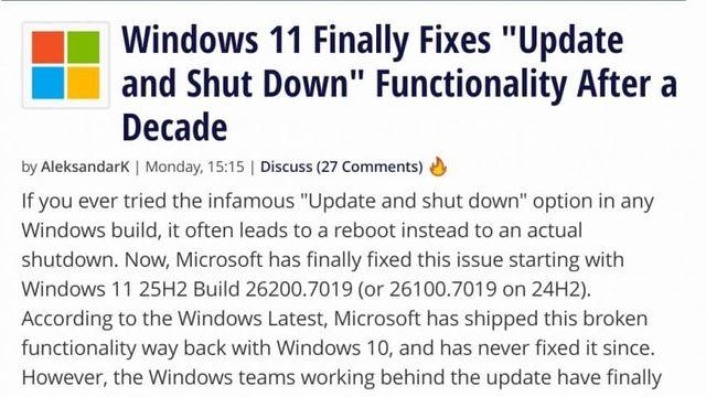 최근 10년만에 고쳐진 윈도우 버그