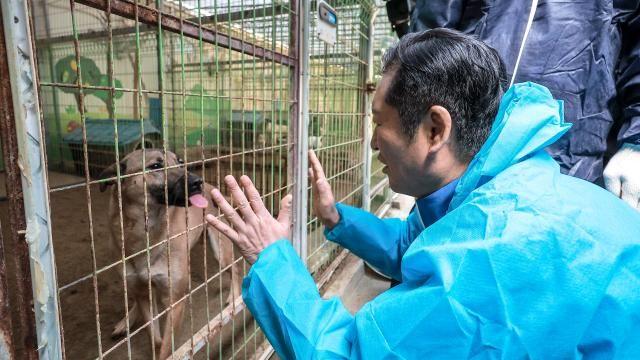 정청래, 당대표 100일 맞아 유기견 보호소 봉사 