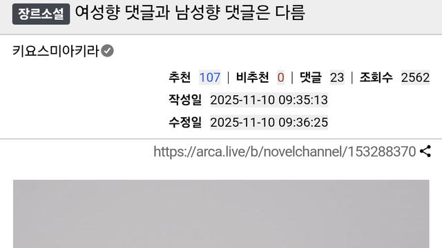 여성향 댓글과 남성향 댓글은 다름