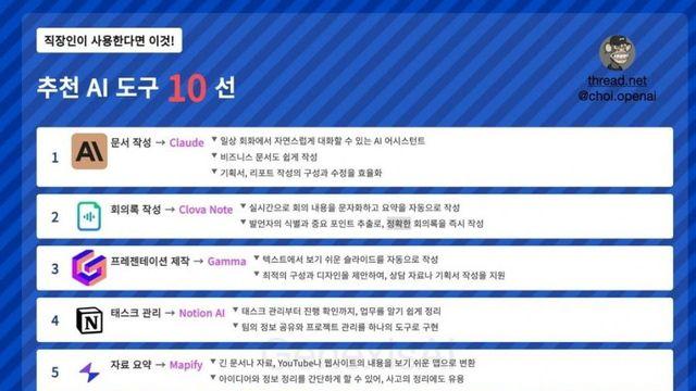 직장인 추천 유용한 AI 도구 10선