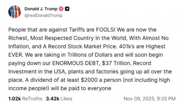 트럼프 : “전국민 2000달러 배급 선언”