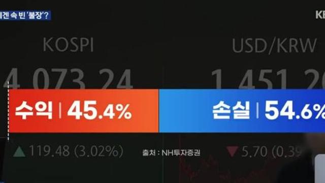 코스피 상승장에 개인 투자자 수익 손실 확률