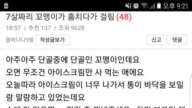 아이스크림 절도 미수범,,