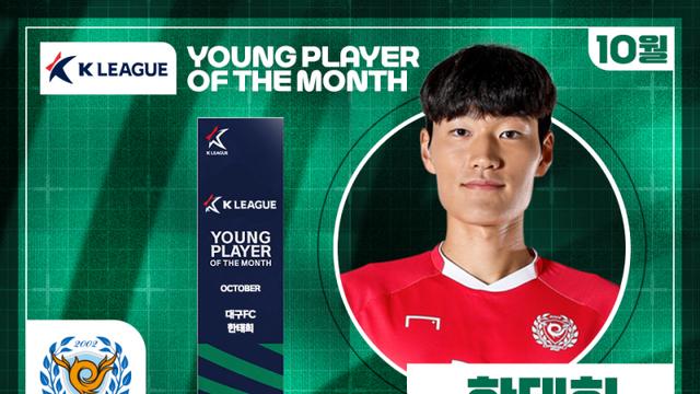 ‘3G 선방 12개’ 2004년생 대구 GK 한태희, K리그 이달의 영플레이어상 수상