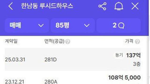 장원영이 매수한 유엔빌리지 '루시드하우스' 가격 추이