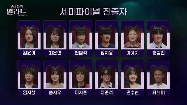 '우리들의 발라드' 세미파이널 12인 확정…
