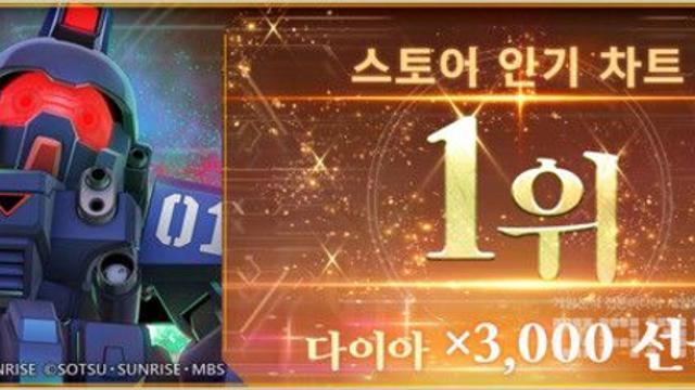 다이아 3,000개 받아가세요...'SD건담 지 제네레이션 이터널' 스토어 1위 기념 이벤트